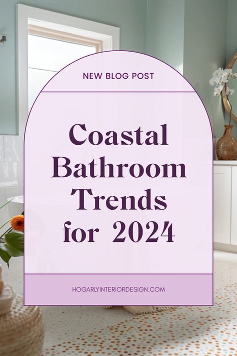 Explore stunning coastal bathroom trends for 2024 with soft blue hues and nautical decor emphasizing beach-inspired design that invigorates every bath time experience. Beachy Bathrooms Ideas, Coastal Vibe Bathroom, Small Bathroom Wallpaper Ideas Coastal, Coastal Master Bathrooms, Coastal Farmhouse Master Bath, Half Bathroom Ideas Coastal, Pool Bathroom Ideas Decor, Beach Vibe Bathroom, Coastal Small Bathroom Ideas