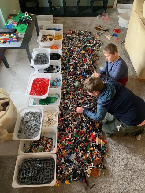 We Finally Found a LEGO Storage Solution that Works | Cubby Lego Play Area, Kids Lego Storage, Lego Area, Lego Playroom, Lego Station, Lego Bins, Lego Storage Solutions, Lego Display Ideas, Lego Storage Organization