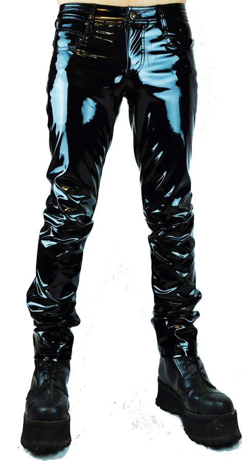 Black PVC Pants PAT Pvc Pants, Male Pants, Cyberpunk Clothing, Tripp Pants, Dark Future, La Style, Cyberpunk Clothes, Black Pvc, Estilo Punk