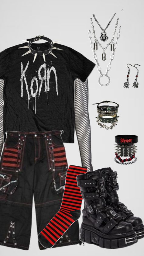 Metalhead outfit inspo Street Style Outfits Casual, Punk Style Outfits, Silly Clothes, Clothing Design Sketches, Funky Outfits, Mens Outfit Inspiration, Emo Outfits, Estilo Punk, New Rock