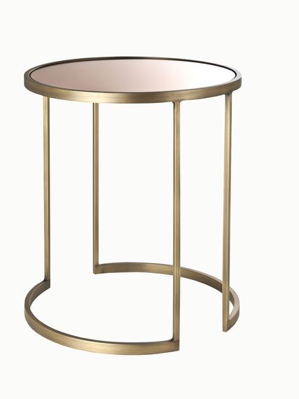 Desiron--2-bleecker-side-table-furniture-side-tables-brass-glass Centre Table Design, Mirrored Side Tables, Brass Interior, Brass Furniture, Brass Side Table, Metal Side Table, Furniture Side Tables, Iron Furniture, Steel Furniture