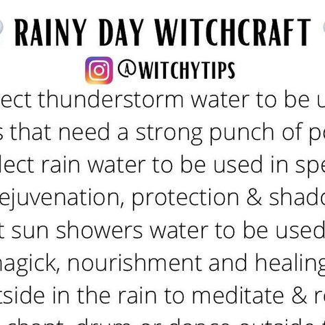 Tips for Witches Everywhere! ✨ on Instagram: "Today calls for rain… 🌧️ Here are some rainy day witchcraft activities. 💙 I love the sound of rain falling all day… I wish I had an outdoor space to sit and be in peace." Witchcraft Activities, The Sound Of Rain, Rain Falling, Sound Of Rain, I Wish I Had, In Peace, Book Of Shadows, The Sound, Rainy Day