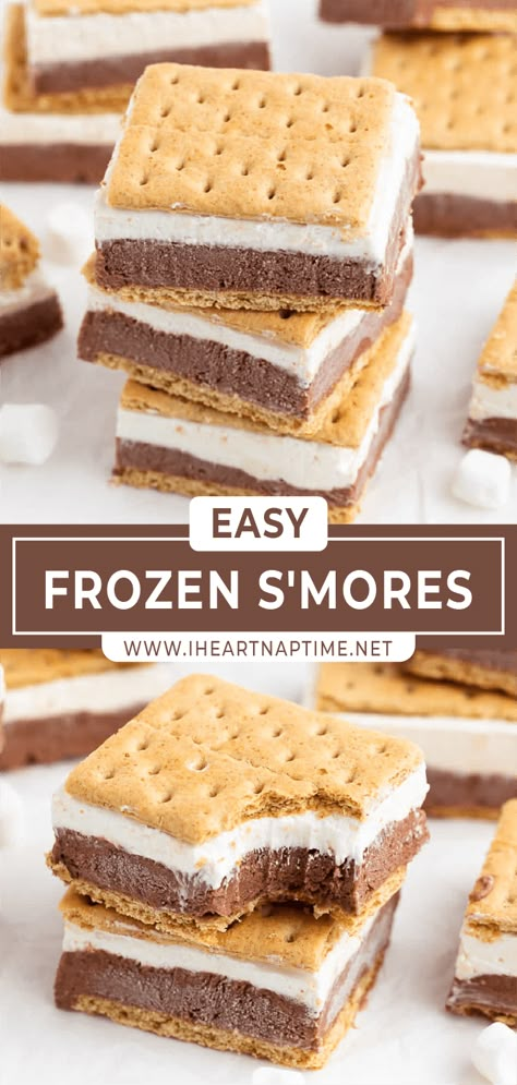 Cream Cheese And Marshmallow Fluff, Frozen Smores, Frozen Dessert Recipe, Marshmallow Fluff, Bake Desserts, Fun Baking Recipes, Eat Dessert First, Whipped Topping, Summer Food