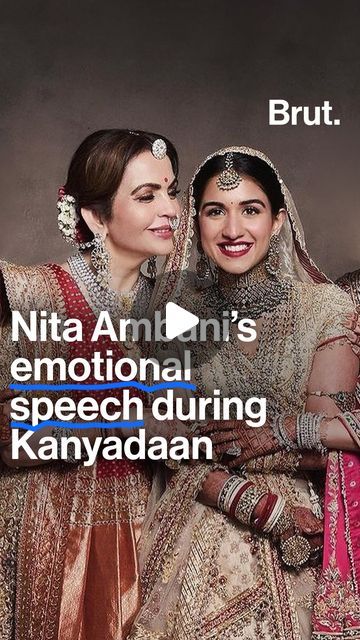 Brut India on Instagram: "“A daughter is not a possession to be transferred.” Nita Ambani shared the meaning of Kanyadaan during Radhika and Anant’s wedding ceremony.
📹 : @epicstories.in" Anant Ambani Wedding, Ambani Wedding, Anant Ambani, Nita Ambani, Indian Inspired, A Daughter, July 17, The Meaning, Instagram A