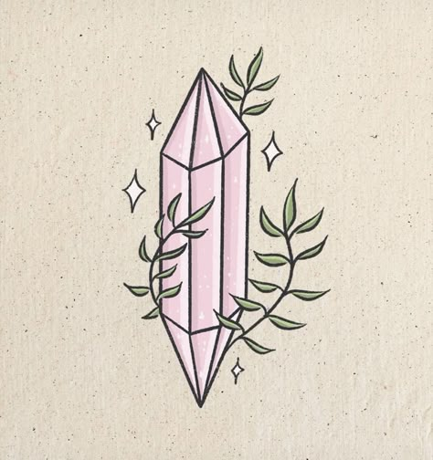 Easy Crystal Drawing, Small Crystal Tattoo Ideas, Witchy Border Design, Witchy Things To Draw, Crystal Heart Drawing, Witchy Doodles Simple, Witchy Line Art, Crystal Doodles, Witchy Drawings Simple