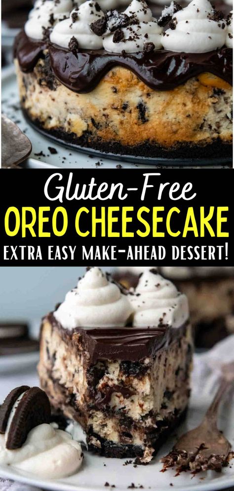 Cookies And Cream Filling, Gluten Free Cheesecake Recipes, Oreo Cheesecake Recipes, Cookies And Cream Cheesecake, Best Gluten Free Desserts, Easy Gluten Free Desserts, Gluten Free Cheesecake, Baking Basics, Cream Filling