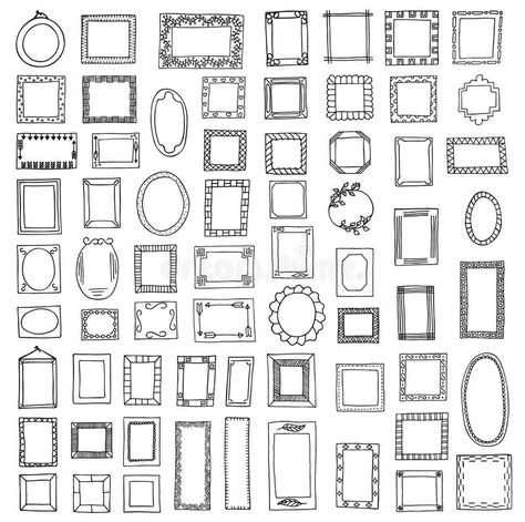 Drawing Of Picture Frame, Picture Frame Doodles Hand Drawn, Frame Doodle Hand Drawn, Doodle Frames Hand Drawn, Hand Drawn Picture Frames, Doodle Picture Frame, How To Draw A Picture Frame, Bujo Frame Ideas, Picture Frame Scrapbook Ideas