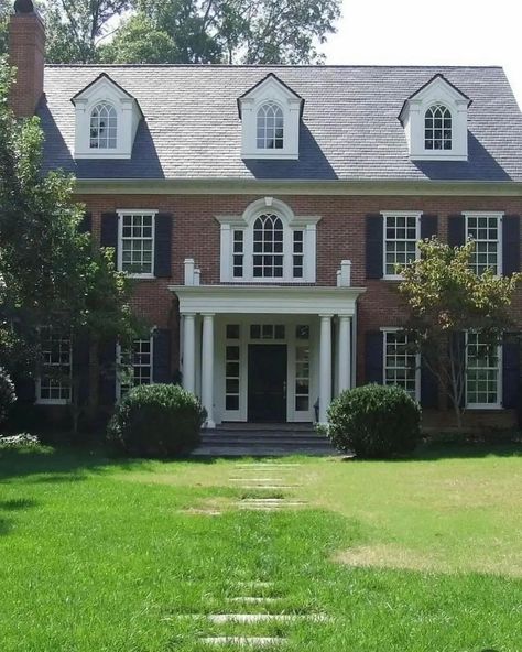 Exposed Brick traditional colonial Exterior home #ColonialStyleHome #WhiteColonialHome #TraditionalHomeExterior #TimelessArchitecture #WhiteHomeDesign #ClassicColonialStyle #ColonialRevivalHomes  White Traditional Colonial Exterior #ElegantExteriors #WhiteBrickHomes #HistoricHomeDesign #TraditionalCurbAppeal #ColonialExteriorDesign #TraditionalAmericanHomes #DreamColonialHome #ModernColonialStyle Colonial Home Makeover, Colonial American House, Colonial Homes Exterior, Modern Colonial Style, Brick Colonial House, Manor Exterior, Old Colonial Homes, White Colonial, Colonial House Exteriors