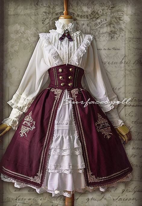 Áo Blu, Embroidery Skirt, Lolita Outfits, Old Fashion Dresses, Fantasy Dress, Cosplay Outfits, Lolita Dress, Gothic Lolita, Lolita Fashion