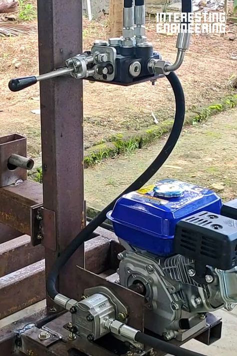 This DIY wood splitter makes short work of most wood and metal. Diy Wood Splitter, Wood Splitter, Leaf Blower, How To Make Shorts, Diy Wood, Wood And Metal, Wood Diy, Outdoor Power Equipment, Stationary Bike