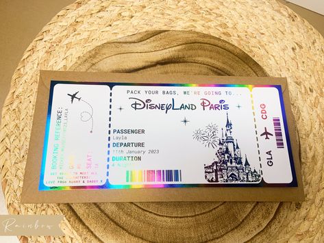 Disneyland Ticket Surprise, Disney Ticket, Disneyland Gifts, Travel Invitation, Surprise Vacation, Disney Surprise, Travel Ticket, Christ Tattoo, Disney Tickets