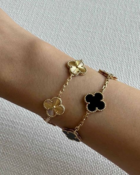 Van Cleef Bracelet Dupe|Jewelry|Amazon Finds Vca Bracelet, Van Cleef Bracelet, Cleef Bracelet, Alhambra Bracelet, Gold Vans, Stacked Bracelets, Van Cleef And Arpels Jewelry, Van Cleef And Arpels, Lucky Bracelet