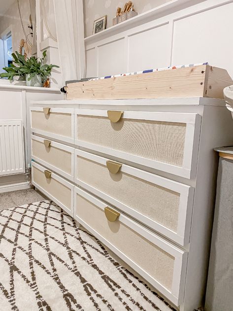 An easy IKEA dresser makeover using jute and trim | Real Homes Ikea Dresser Makeover, Ikea Dresser Hack, Ikea Malm Dresser, Koti Diy, Ikea Drawers, Malm Dresser, Ikea Dresser, Convertible Furniture, Ikea Furniture Hacks