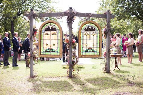 Craft Wedding, Diy Wedding Alter, Wedding Alter, Glass Wedding, Stain Glass, Married Life, Wedding Event, Glass Window, Diy Wedding