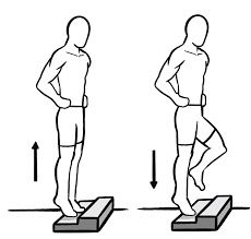 This diagram shows you how to perform a single leg calf raise which is used to strengthrn the calf muscle. Click the link to find out more about the benefits of this exercise! #Legday #strength Side Bends Exercise, High Knee Exercise, Burpees Exercise, Leg Strength Workout, Gym Plans, Plank Shoulder Taps, Arm Circles, Best At Home Workout, Advanced Workout