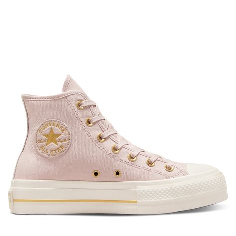 Light Pink High Top Converse, Light Pink Converse, Pink High Top Converse, Pink Chuck Taylors, Cute Converse Shoes, Color Converse, Cute Converse, Pink High Tops, Chuck Taylor All Star Lift