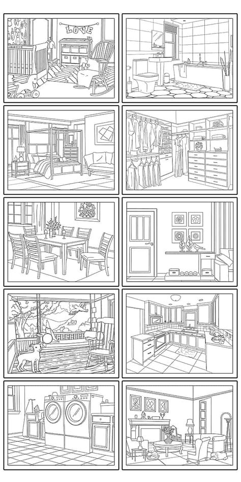 10 Free Printable House Coloring Pages (Beautiful Home Pictures for Kids or Adults) House Coloring Pages, House Colouring Pages, Perspective Drawing Lessons, Perspective Drawing, House Drawing, Coloring Book Art, Cute Coloring Pages, Home Pictures, Drawing Lessons