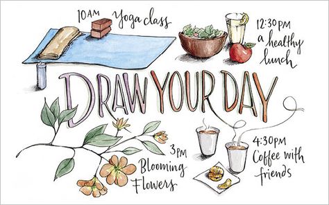 Illustration: Draw Your Day Draw Your Day, Journal D'art, Watercolor Art Journal, Sketch Journal, Experience Life, Watercolor Journal, Sketch A Day, Build Strength, Small Drawings