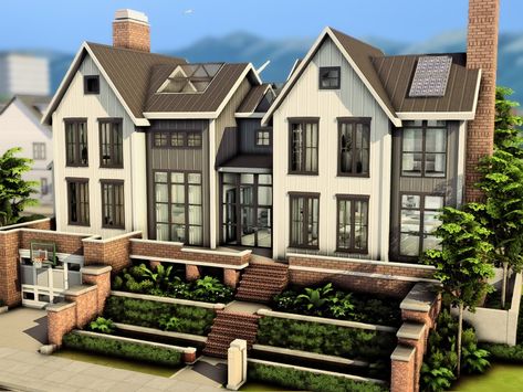 The Sims Resource - Eco Family House Sims 4 Eco House, Sims 4 Family House, Sims 4 Modern House, Ecological House, Sims 4 Family, Cc Furniture, Pool House Plans, Easy Minecraft Houses, Sims 4 House Building