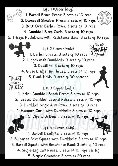 Beginner Weights Workout, 4 Day Weight Lifting Plan For Women, Three Day A Week Workout Plan Gym, Fitness Program Template, Beginner Workout At Gym Exercise Plans, Beginner Weight Lifting, Bootcamp Workout Plan, Hiit Circuit Workout, Weight Lifting Workout Plan