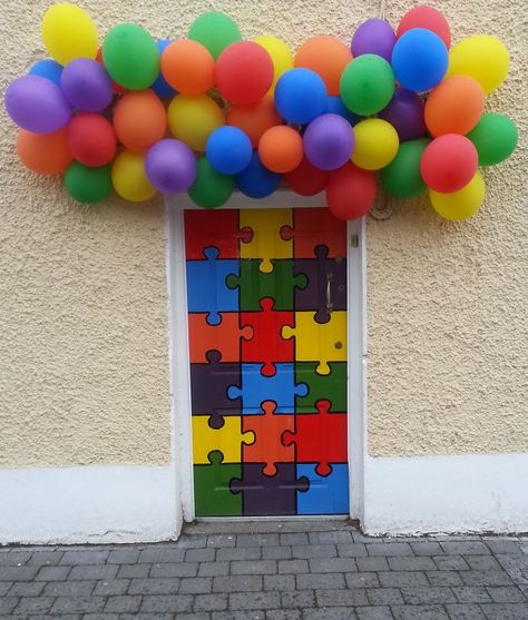 Preschool In Kilkenny, Ireland. Moroccan Doors, Golden Door, Rainbow Mosaic, Porte Decorate, Cool Doors, Classroom Door, Glass Mosaic Tiles, Unique Doors, Door Color