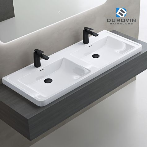 ✨ Featuring twin sinks, this double basin is extremely useful for any multi-person household, making it especially ideal for the modern power couple.👫  Upgrade your bathroom with our sleek and stylish double basin sink! 🚰 Sink Bathroom Ideas, Interior Sliding Glass Doors, Beautiful Bathroom Ideas, Modern Bathroom Ideas, Basin Sink Bathroom, Bathroom Design Layout, Basin Unit, Pedestal Basin, Luxury Bathrooms