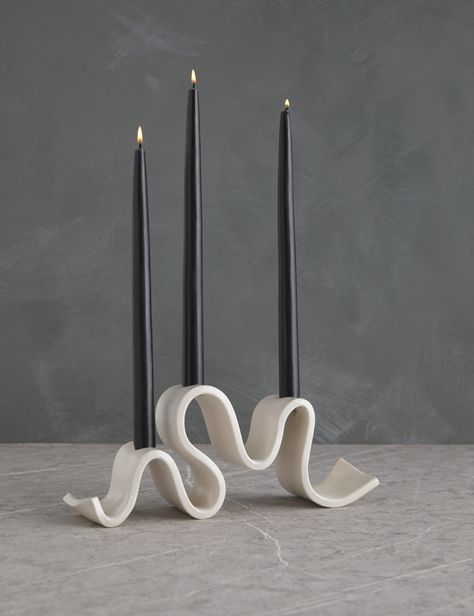 Wyat Taper Candle Candelabra by SIN Candle Designs, Clay Candle Holders, Candle Candelabra, Clay Candle, Modern Candles, Ceramic Candle Holders, Lulu And Georgia, Diy Pottery, Outdoor Furniture Collections