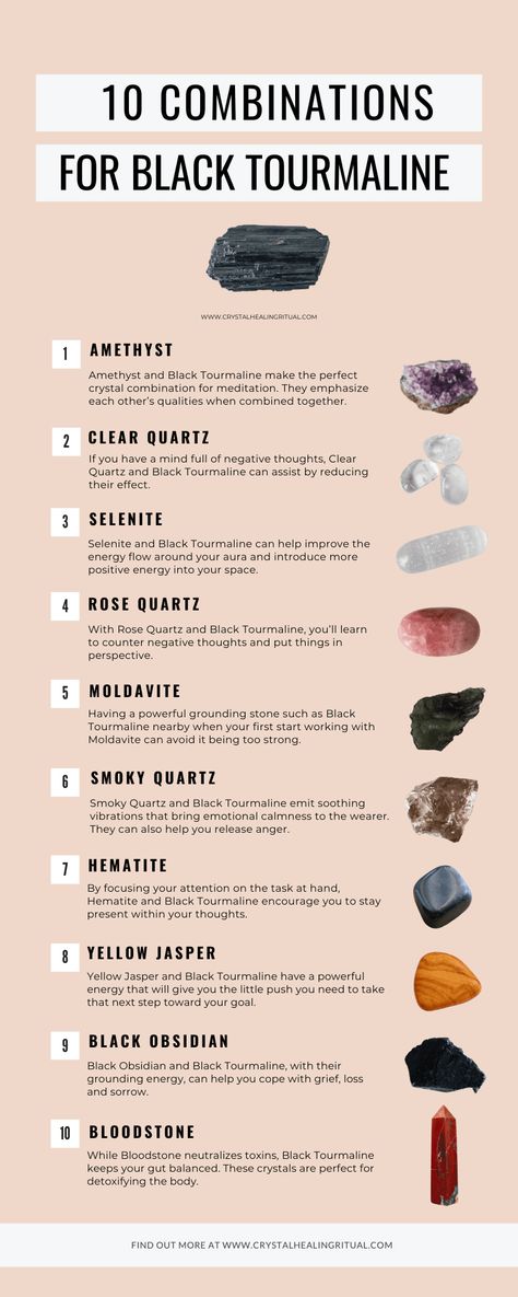 Crystal Meanings Charts, Crystal Combinations, Crystal Identification, Best Healing Crystals, Crystal Healing Chart, Black Tourmaline Crystal, Crystals Healing Properties, Spiritual Crystals, Crystal Therapy