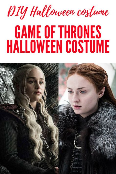 Halloween is coming! Find out how to make your own DIY Game Of Thrones Halloween costumes for the characters Daenerys and Sansa Stark using cheap pieces on SHEFinds.com. #halloween #diyhalloweencostume #gameofthrones #khaleesi #sansa Sansa Stark Halloween Costume, Daenerys Targaryen Diy Costume, Diy Game Of Thrones Costume, Khaleesi Costume Diy, Khaleesi Halloween Costume, Sansa Stark Costume, Daenerys Targaryen Outfits, Sansa Stark Cosplay, Game Of Thrones Halloween