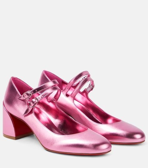 Christian Louboutin | Discover at Mytheresa Zapatos Mary Jane, Elegant Pumps, Heeled Pumps, Mid Heels Pumps, Chunky Heel Pumps, Womens Mary Janes, Black Block Heels, Mary Jane Shoes Womens, Pink Pumps