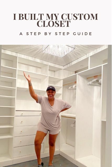 Cheap Custom Closet, Room With Silver Accents, Cheap Closet Built Ins, Closets Shelving Ideas, Customized Small Walk In Closet, Custom Closet Dimensions, Custom Closet Hack, Master Closet Walk In Layout, Main Closet Organization