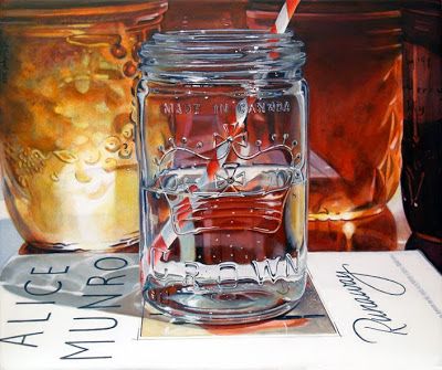 ACRYLIC and LIGHT: Made in Canada, an homage to Alice Munro and Mary Pratt Realistic Acrylic Painting, Mary Pratt, Alice Munro, Fog Forest, To Alice, Canadian Painters, Glass Objects, Art Things, Canadian Art