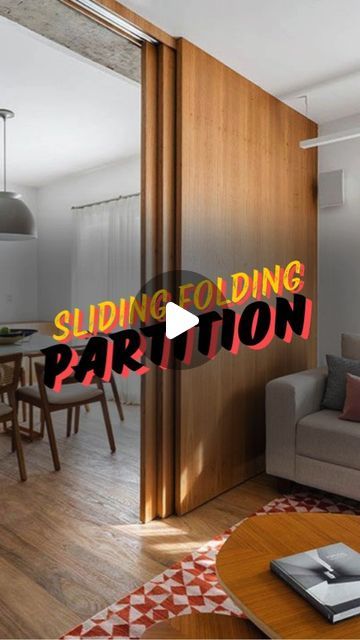 Home Decor Tube on Instagram: "A newly added sliding folding partition to our recent project.

The floor layout allows us to connect living with the dining area whenever required.

By - @jadarchstudio 
.
.
.
#archdaily #residential #elledecor #partitions #wallpartition #hometrends #goodhomemagazine #architecture #homeinterior #homedesign #interiorhacks #interiorstyle #interiorsinspiration #interiorstyling" Wall Of Sliding Doors, Living Room Partition Sliding Door, Living Room Sliding Partition Design, Folding Partition Design Living Rooms, Living Area Partition Design, Living Room And Kitchen Partition Design, Folding Partition Design, Sliding Partition Design Living Rooms, Dining Partition Design