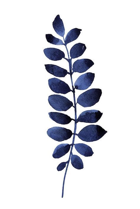 Indigo Art, Navy Blue Wall Art, Navy Blue Walls, Wall Art Botanical, Nordic Decor, Watercolor Trees, Scandinavian Art, Watercolor Leaves, Blue Wall Art