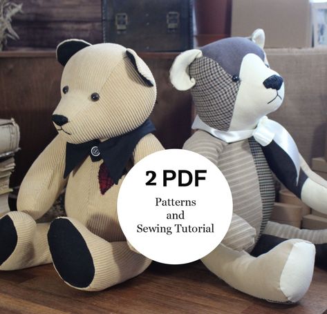 sewing toys patterns Sewing Bear Pattern, Bear Patterns Free Sewing, Sewing Bear, Ties Crafts, Memory Bears Pattern Free, Sitting Bear, Teddy Bear Patterns Free, Memory Bears Pattern, Bear Patterns Free