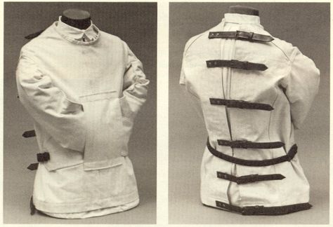 straight jacket. Straight Jacket Asylum, Patient Outfit, Asylum Outfit, Insane Asylum, Psychiatric Hospital, Straight Jacket, Medical History, Fashion Mode, White Shirt