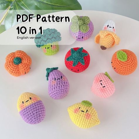 100 Crochet Stitches, Pattern Fruit, Crochet Fruit, Confection Au Crochet, Crochet Patterns Free Blanket, Cute Fruit, Crochet Keychain, Diy Crochet Projects, Types Of Yarn