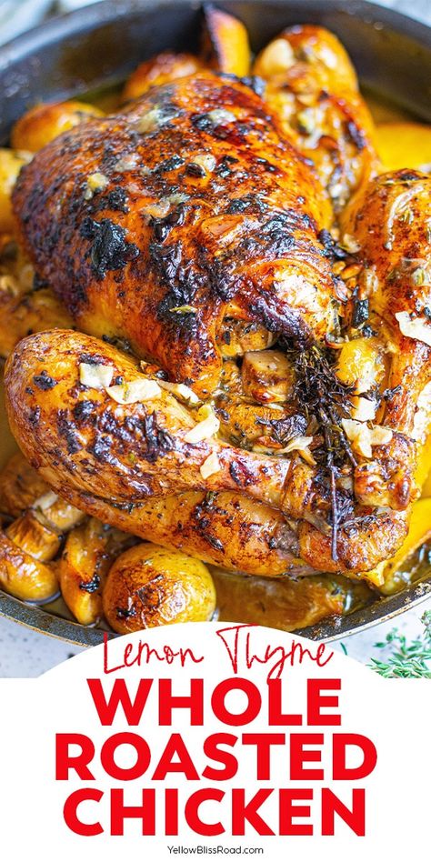 Juicy Whole Chicken, Lemon Roast Chicken, Whole Chicken Recipes Oven, Whole Baked Chicken, Lemon Roasted Chicken, Roast Chicken Recipe, Chicken Roasted, Dinner Favorites, Oven Chicken Recipes