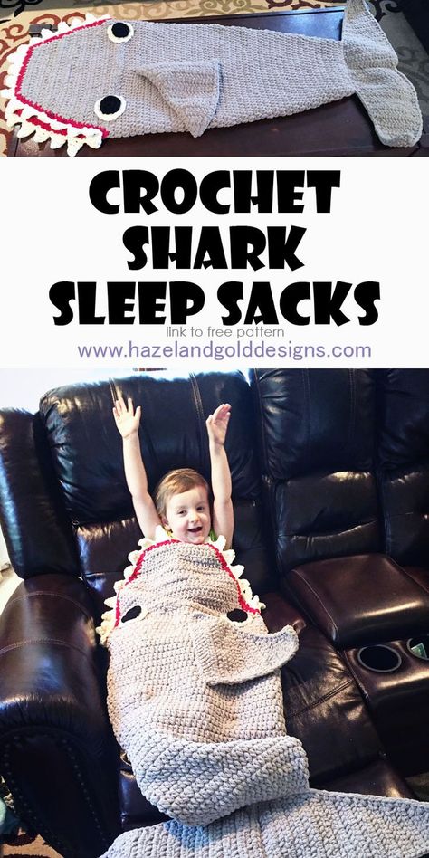 crochet shark sleep sack, crochet blanket, shark blanket, crochet shark Crochet Shark Slippers, Crochet Sack, Crochet Shark Blanket, Shark Blanket, Shark Week Party, Crochet Shark, Shark Slippers, Crochet Baby Dress Pattern, Awesome Crafts