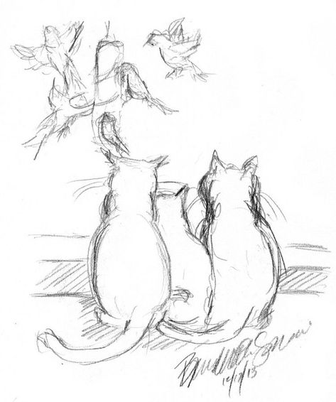 3 Cats Drawing, Three Cats Drawing, Two Cats Drawing, Sketch Of Cat, Sketches Cat, Cats Sketch, Cats Art Drawing, Daily Sketch, Cat Sketch