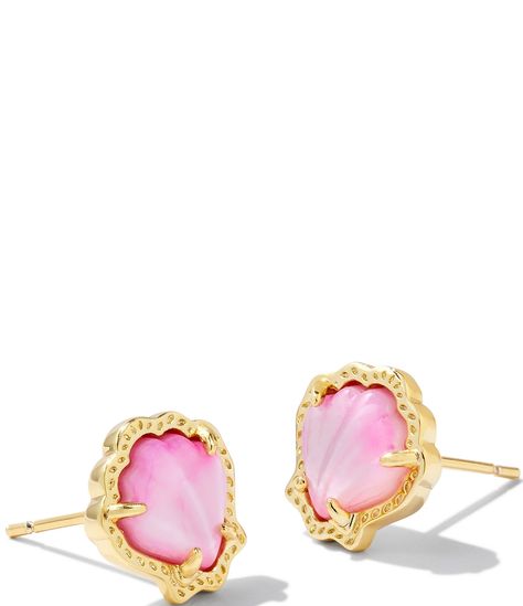 From Kendra Scott, the Brynne Shell Stud Earrings feature:Stud earrings14k gold plated brassPost closureApprox. 0.42" L X 0.40" WImported. Shell Kendra Scott, Kendra Scott Hoop Earrings, Pura Vida Earrings, Gold Kendra Scott Earrings, Kendra Scott Seashell, Cute Preppy Accessories, Beachy Jewlery, Cute Gold Jewelry, Kendra Earrings