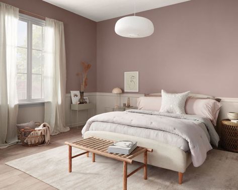 Indian House Interior Paint Ideas, Mauve Bedroom Walls, Best Mauve Paint Colors, Mauve Paint, Mauve Paint Colors, Bedroom Color Scheme Ideas, Mauve Bedroom, Mauve Walls, Color Scheme Ideas