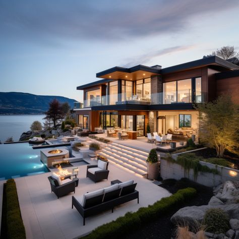 Kelowna mansion with a lake view ... ... #ModernLiving #Luxury #LuxuryLiving #Architecture #LuxuryLifestyle #InteriorDesign #HomeDisagn #kelowna #architecture #luxurious #lake #interiordesign #canada #wineries Canada Mansion, Luxury Lake Front Homes, Lake Como Luxury Villa, Switzerland Mansion Luxury, Luxury Oceanfront Homes, Mansion Near Lake, Mansion Designs, Dream Mansion, Rich Home