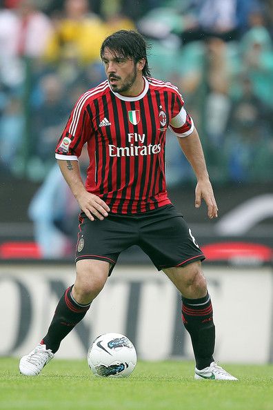 Gennaro Gattuso of AC Milan & Italy in 2011. Gennaro Gattuso, Milan Wallpaper, Venice Film Festival, Vintage Football, Milan Italy, Ac Milan, Venice Italy, Siena, Soccer Players