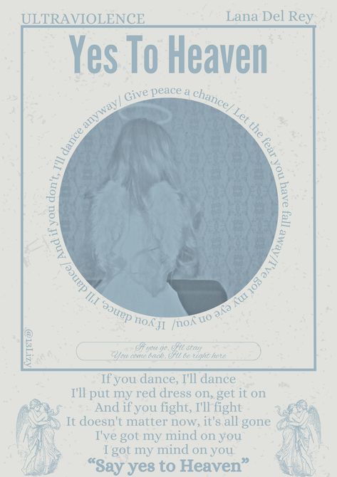 Yea to heaven- Lana del Rey- poster- room poster- music poster Room Posters Lana Del Rey, Lana Del Ray Posters Aesthetic, Music Lyric Poster, Lana Del Rey Blue Aesthetic, Lana Del Rey Room Decor, Light Blue Posters, Light Blue Poster, Cinnamoroll Theme, Music Themed Rooms