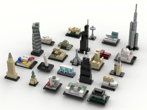 Mini Lego Buildings, Lego Mini City, Lego Micro City, Lego Micro Builds, Lego Micropolis, Lego Microscale, Shanghai Tower, Lego Kits, Lego Micro