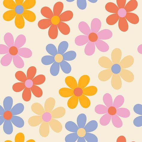 70s Flower Pattern, Flor Iphone Wallpaper, Flower Pattern Nails, Groovy Daisy, Purple Flowers Wallpaper, Retro Wallpaper Iphone, Estilo Hippy, Velvet Wallpaper, Paper Flower Decor