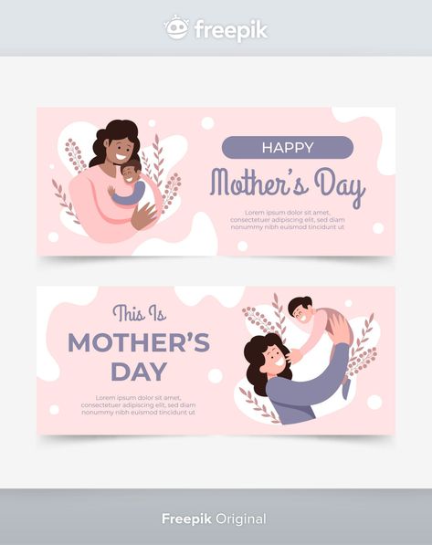 Flat mother's day banners set | Premium Vector #Freepik #vector #banner #love #family #woman Mother Day Banner Design, Mothers Day Post, Mother's Day Banner, Website Banner Design, Focus Camera, Vector Banner, Website Banner, Sale Banner, Love Family