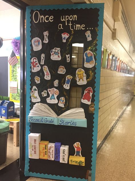 Story Book Classroom Doors, Storybook Character Classroom Theme, Once Upon A Time Door Decoration, Classroom Door Ideas Book Theme, Story Book Theme Classroom, Literary Door Decoration, Library Chart Ideas, Classroom Door Ideas Reading, Kindergarten Classroom Decorations Ideas Door Decorating