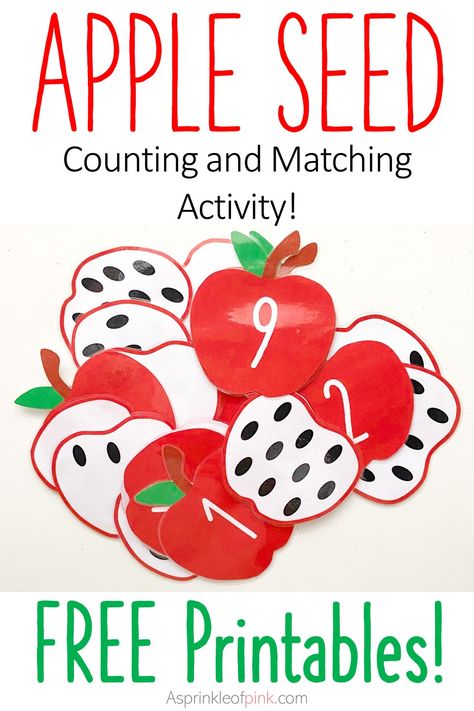 Apple Seed Counting, Preschool Apple Theme Activities, Seeds Preschool, Math Apple Activities, Apple Crafts Preschool, Apple Theme Activities, Preschool Apple Activities, Preschool Apple Theme, September Preschool